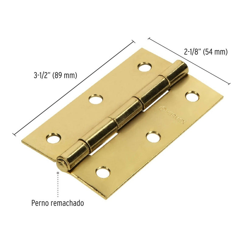 Caja De Bisagras Acero Latonado 3-1/2" x 2-1/8" Truper Br-351