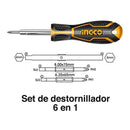 Destornillador 6 En 1 Punta Intercambiable Ingco Akisd0608
