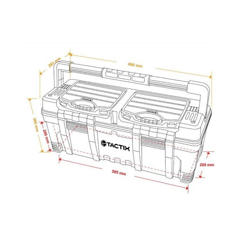 Caja Herramientas Con Doble Organizador 66 Cms Tactix 320312